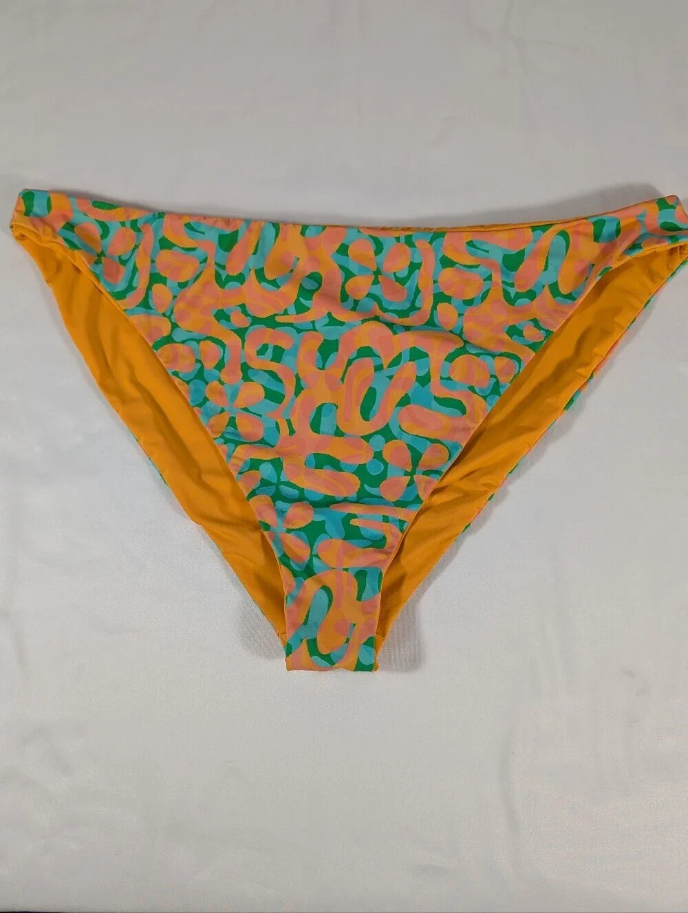 New Dippin' Daisy's Orange with Turquoise & Pink Abstract Bikini Bottom Size 3X